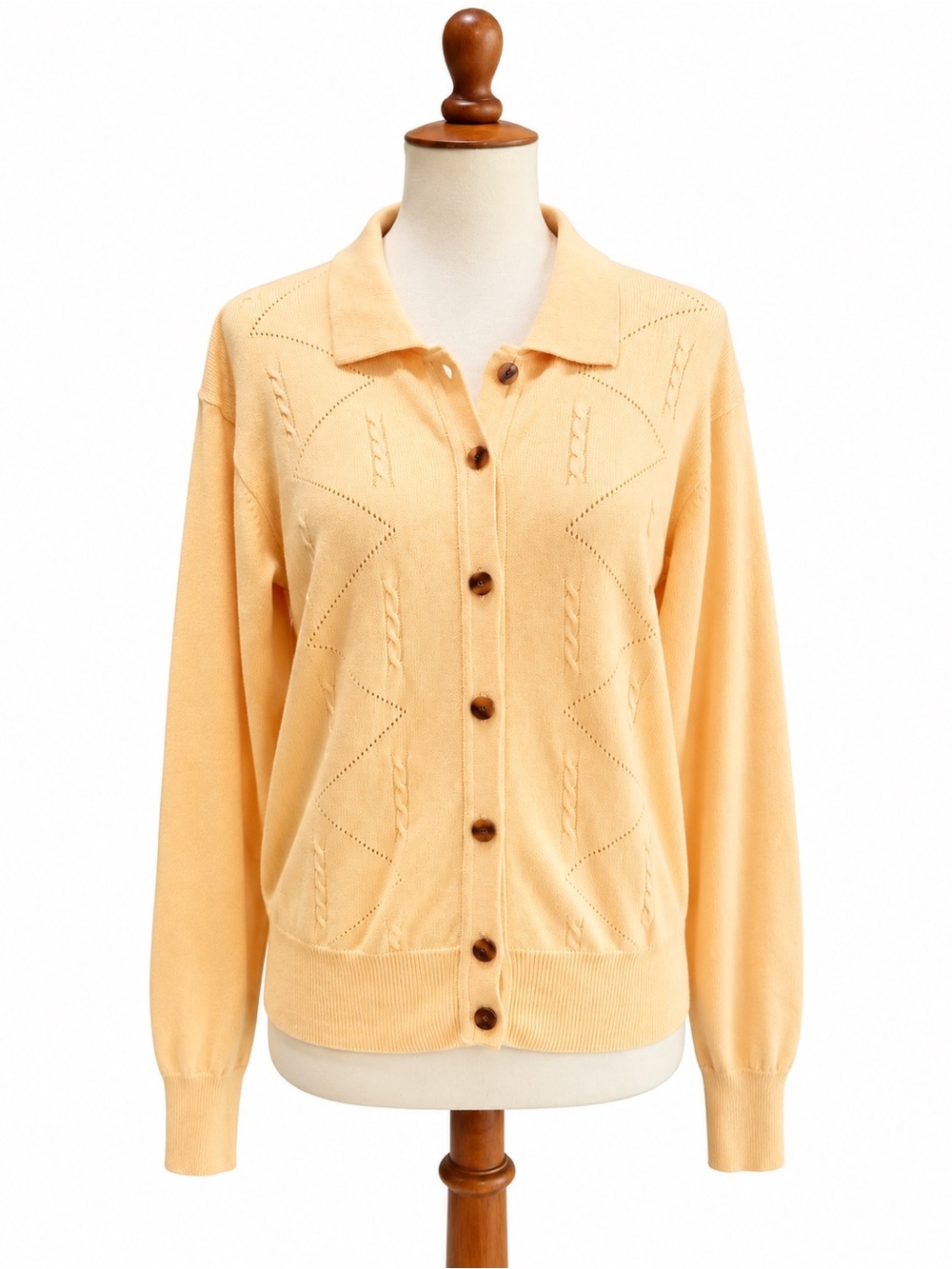 Clifford & Wills 100% Cotton Vintage Cardigan Sweater Butter Yellow XS
